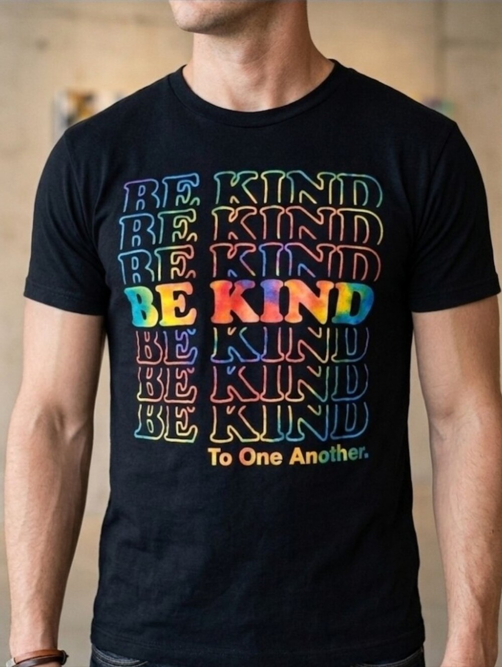 DOM Men's Graphic Colorful Tee 'BE KIND' - Size SM EUC